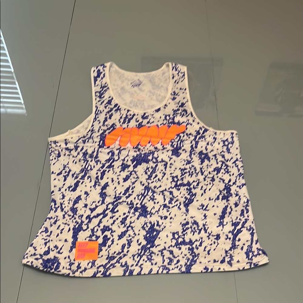 Blue and White Floral Tank Top Lightweight Casual Wear